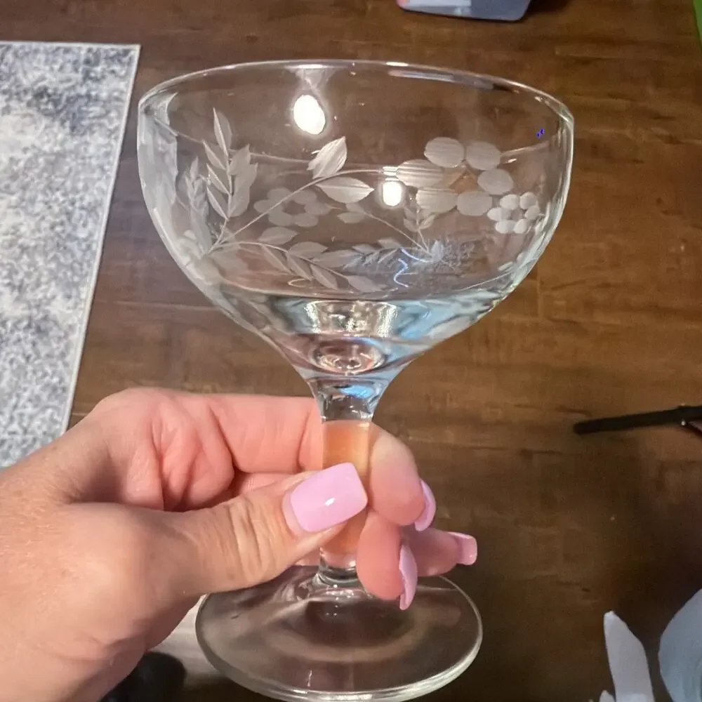 Vintage Princess House - Set of 7- Heritage Stemware Champagne Glasses